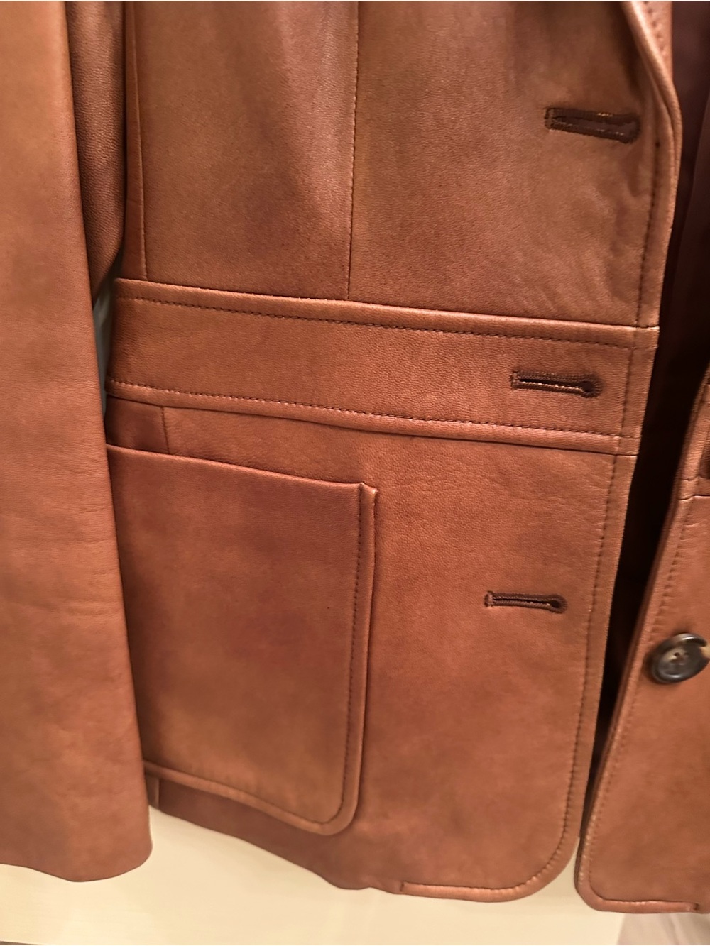 Banana Republic Brown Leather Blazer Jacket - Picture 5 of 5